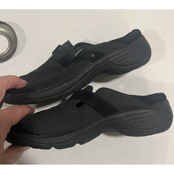 Merrell Encore Womens Buckle Slip-On Mules Shoes 8 Black Walking Casual Comfort - Picture 6 of 8